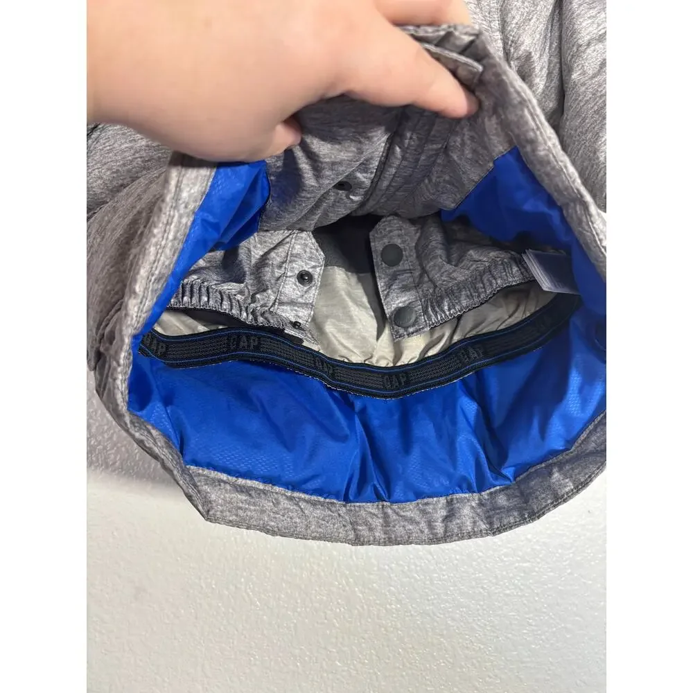 Baby Gap Toddler 4 Years Gray Hooded Puffer Jacket Button & Zip Removable Hoodie